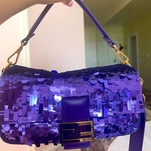 RARE Fendi Purple Sequin Baguette NIB
